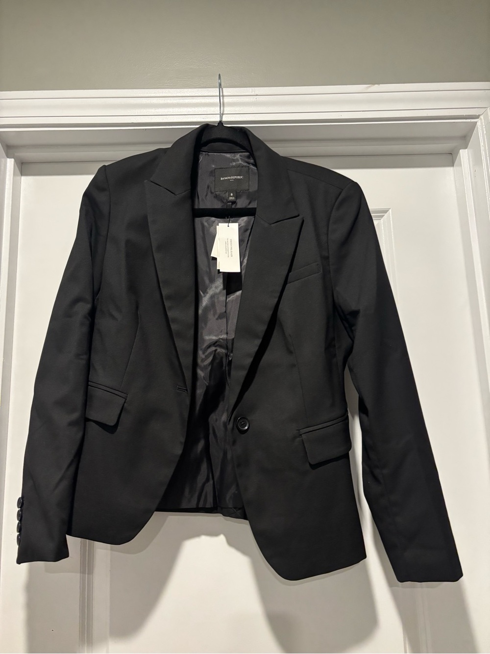 NWT Banana Republic Women’s Black Blazer Jacket Size 8 Stretch Twill Single But